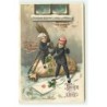 n°21982 - Carte Gaufrée - Bonne Année - Deux petits ramoneurs