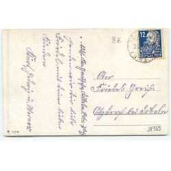 n°21989 - Herzlichen Neujahrsgruss - Fillettes avec des lampions, l'une ayant trouvé un fer à cheval