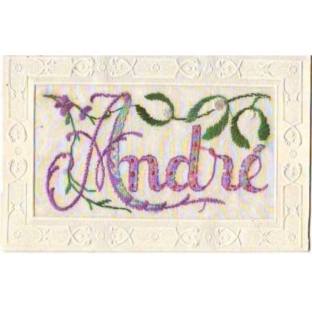 n°22001 - Carte Brodée - Prénom - André