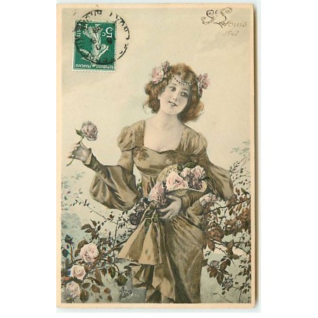 n°22010 - M.M Vienne n°355 - Saint-Louis - Jeune femme cueillant des roses
