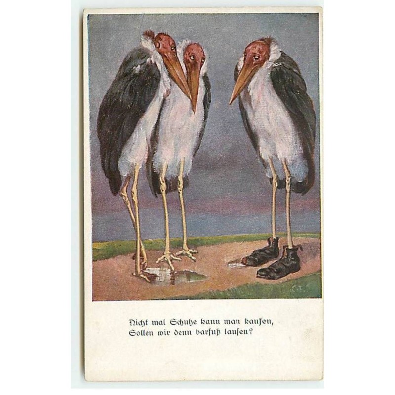 n°22019 - MM Vienne n°1245 - Oiseaux, trois échassiers l'un portant des chaussures