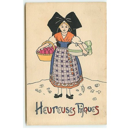 n°22041 - Heureuses Pâques - Alscacienne portant des oeufs