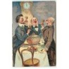 n°22042 - Carte Gaufrée - Souhaits sincères - Hommes trinquant
