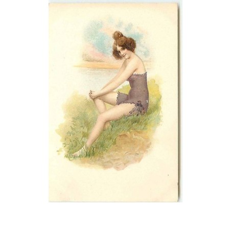 n°11416 - Carte Fantaisie - Femme - Baigneuse n°8