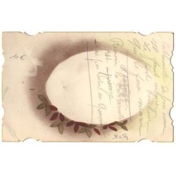 n°22054 - Carte Peinte à la Main - Femme portant un chapeau avec des rubans
