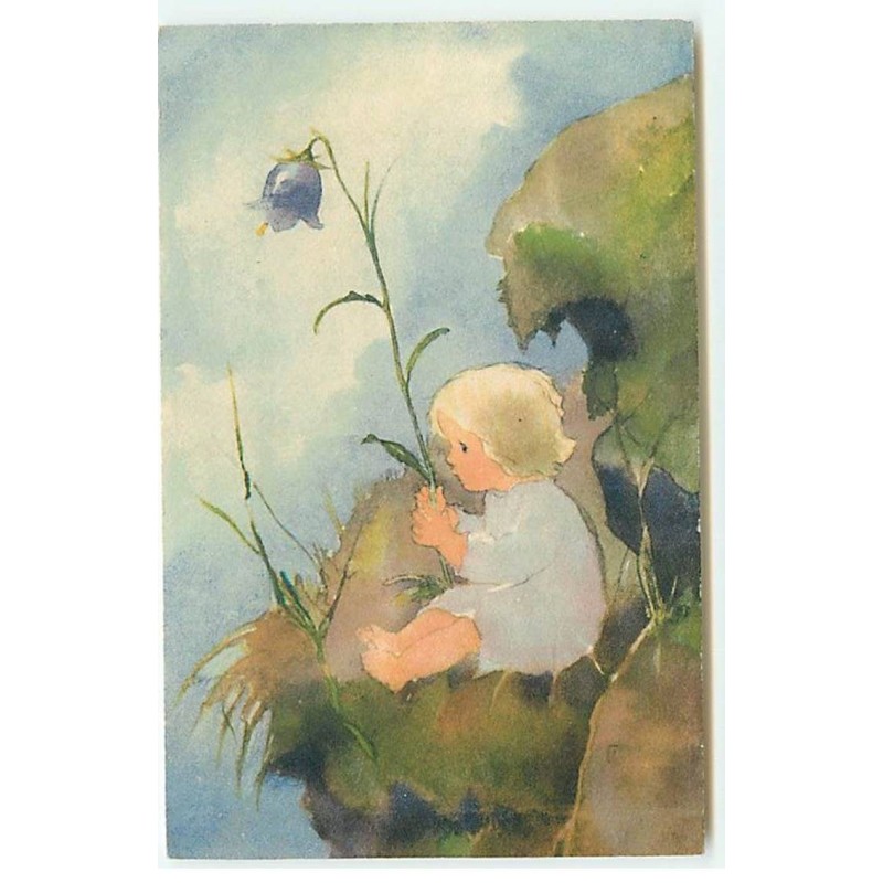n°22059 - Mili Weber - Bébé tenant une fleur