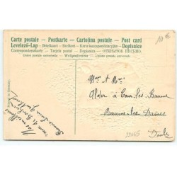 n°22065 - Carte Gaufrée - Bonne Année - Fillette tenant une lettre dans un coeur en myosotis
