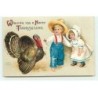 n°22073 - Carte Gaufrée - Clapsaddle - Wishing you a Happy Thanksgiving - Enfants près d'une dinde