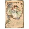 n°22086 - Carte Immitation bois - Jeune couple, la fillette portant un manchon