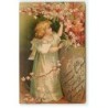 n°22088 - Clapsaddle - Fillette arrangeant des branches fleuries dans un grand vase