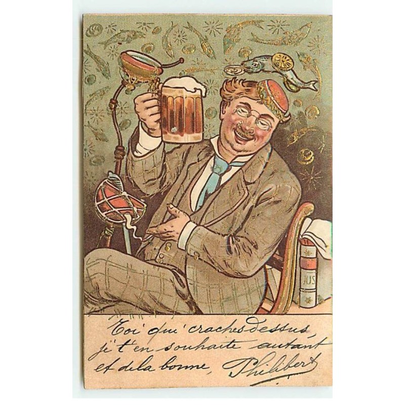 n°22097 - Homme tenant une chope de bière