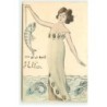 n°22124 - 1er Avril - Art Nouveau - Jeune femme les pieds dans l'eau ayant pêché un poisson