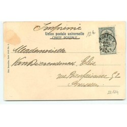 n°22124 - 1er Avril - Art Nouveau - Jeune femme les pieds dans l'eau ayant pêché un poisson