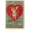 n°22129 - Carte Gaufrée - Serdeezne Zyezenia - Cupidon au milieu d'un coeur s'apprêtant à tirer une flèche