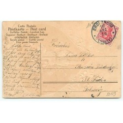 n°22129 - Carte Gaufrée - Serdeezne Zyezenia - Cupidon au milieu d'un coeur s'apprêtant à tirer une flèche