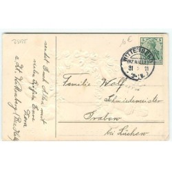 n°22132 - Carte Gaufrée - Viel Glück im Neuen Jahre - Anges débouchant une bouteille de champagne