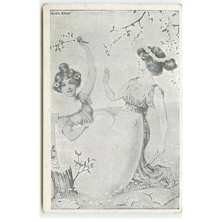n°22139 - M.J.S. - Ludwig Rauh - Deux jeunes femmes sortant d'un oeuf à l'aide d'un petit marteau