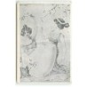 n°22139 - M.J.S. - Ludwig Rauh - Deux jeunes femmes sortant d'un oeuf à l'aide d'un petit marteau