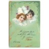 n°22150 - Deux portraits d'enfants portant des chapeaux avec pompons - Style Pierrot