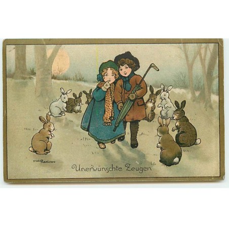 n°22159 - Ethel Parkinson - Deux enfants dans une clairière entourés de lapins