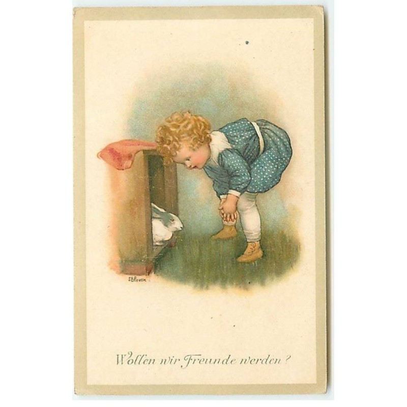 n°22162 - S.B. Pearse - M. Munk Wien n°925 - Wollen nir Freude nerden ? - Enfant regardant un lapin dans une caisse