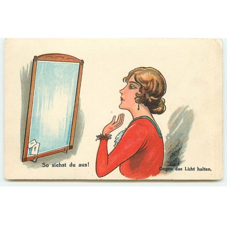 n°22193 - Hold to Light - Femme regardant dans un miroir un canard