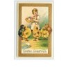 n°222 - Carte Gaufrée - Easter Greetings - Enfant et poussins