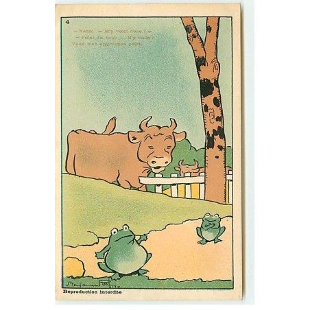 n°22305 - Illustrateur - B. Rabier - n°4 - Nenni - M'y voici .... - Une vache et deux grenouilles