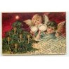 n°22323 - Anges tenant des boites en forme de coeur, près d'un sapin décoré par des bougies