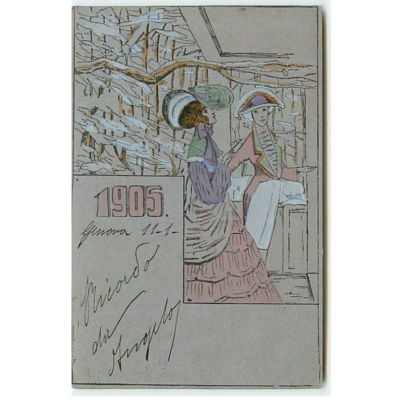 n°22341 - 1905 - Couple sous un arbre enneigé - Mode