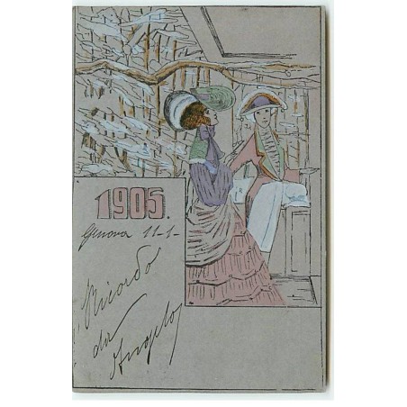 n°22341 - 1905 - Couple sous un arbre enneigé - Mode