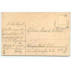 n°22349 - Carte Gaufrée - Herzlichen Glückwunsch zum Gaburtstage - Couple d'enfant sous un arbre fleuri