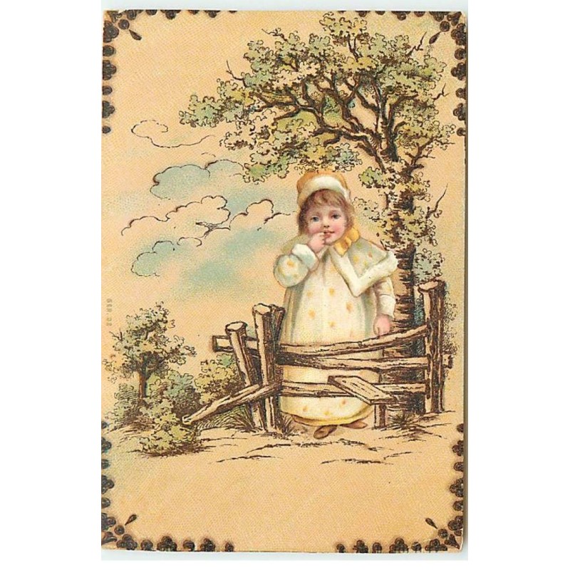 n°22377 - Fantaisie - Imitation Bois - Fillette près d'un arbre