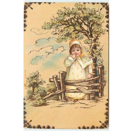 n°22377 - Fantaisie - Imitation Bois - Fillette près d'un arbre