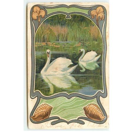 n°22392 - Fantaisie - Cygnes - Art nouveau