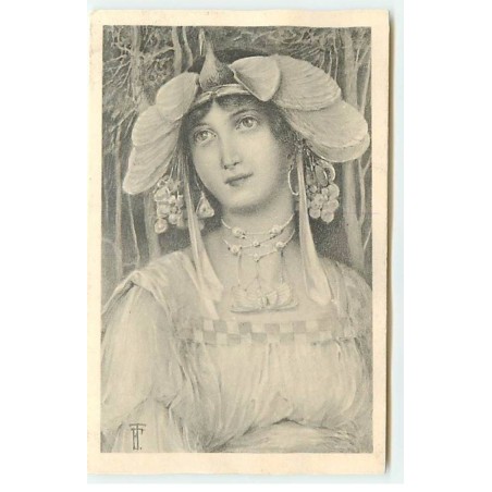 n°22425 - Art Nouveau - MM Vienne - Jeune femme portant une coiffe en forme d'un oiseau