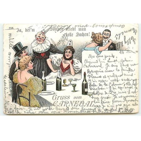 n°22426 - Gruss vom Carneval - Couples faisant la fête, déguisés