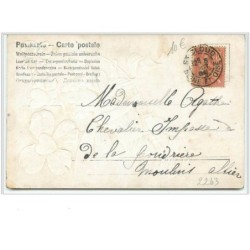 n°2243 - Carte Gaufrée - Amitié - Angelot trèfle et coeurs - Strasses