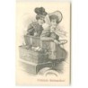 n°22436 - Fröhliche Weihnachten - Deux jeunes femmes au volant d'une voiture avec un panier rempli de cadeaux