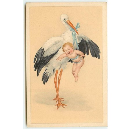n°22441 - Fantaisie - Cigogne portant un bébé