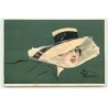 n°22458 - Illustrateur - Jeune femme portant un chapeau avec une voilette