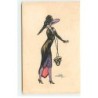 n°22461 - Illustrateur - Naillod - Jeune femme ajustant son sac à main