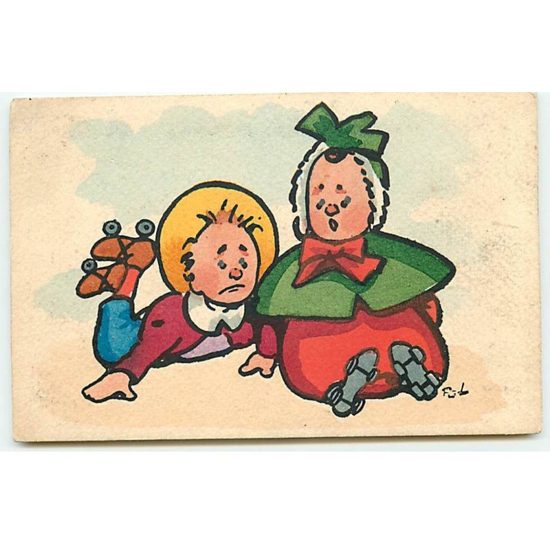 n°22466 - Illustrateur - Lewin - MM Vienne n°590 - Couple d'enfants tombés en faisant du patins à roulettes