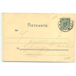 n°22467 - Carte imitation bois - Deux fillettes dans un médaillon, avec des violettes
