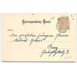 n°22469 - Carte imitation bois - Ange assis sur un croissant de lune jouant de la mandoline