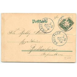 n°22471 - Carte imitation bois - Trois enfants dans un médaillon regardant des oiseaux mangeant près d'un tronc