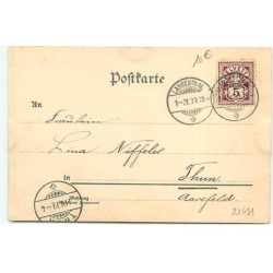 n°22491 - Pâques - Fröhliche Ostern - Enfants prenant des oeufs dans la hotte porté par un lièvre