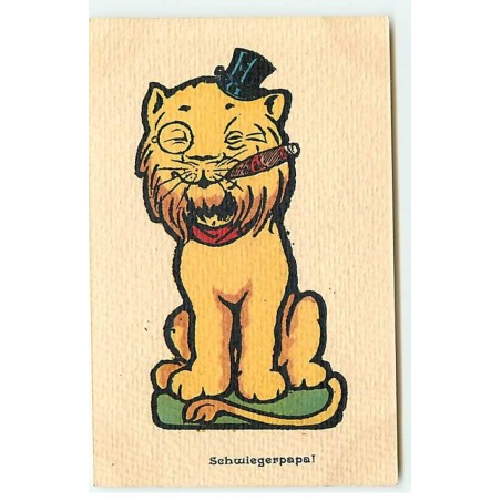 n°22497 - Illustrateur - Schwiegerpapa - Chat Lion portant un haut de forme et fumant un cigare