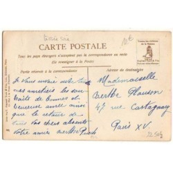 n°22504 - Carte Tissée Soie - Clapsadde - Bonne Année - Jeune fille avec des fleurs dans les cheveux