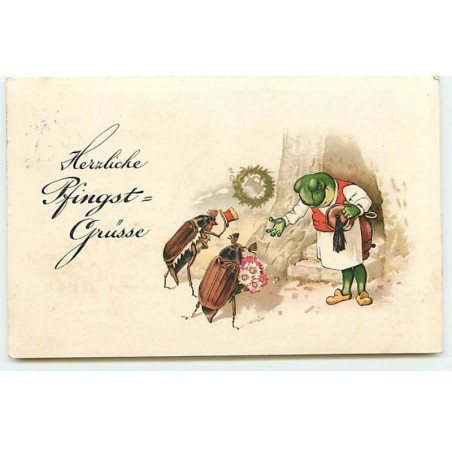 n°22520 - Pentecôte - Herzliche Pfingst Grüsse - Grenouille et Hannetons humanisés